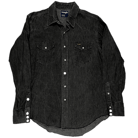 1990s Black Denim Western Shirt
