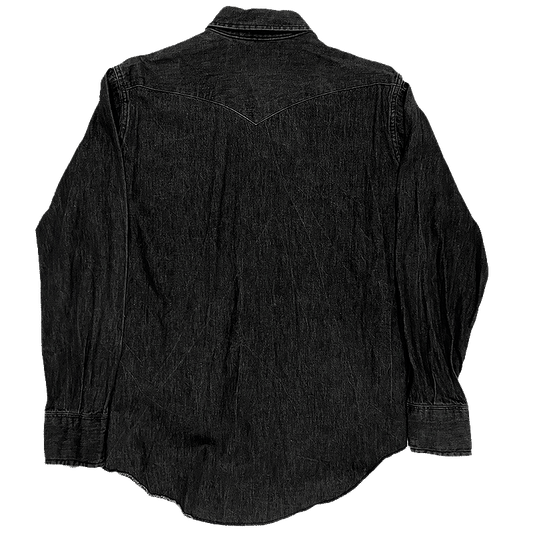 1990s US-Made Black Denim Western Shirt