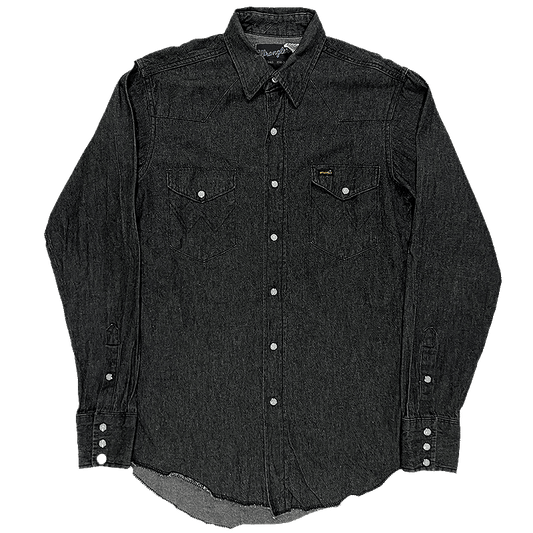 1990s US-Made Black Denim Western Shirt