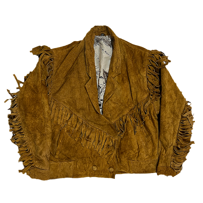 Women's Double-Brested Fringed Suede Jacket
