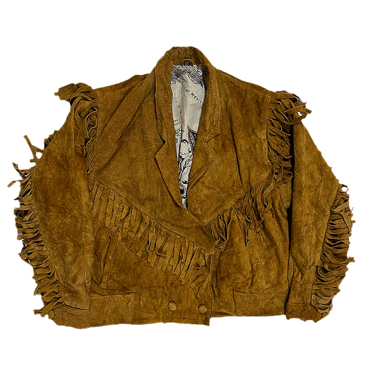 Women's Double-Brested Fringed Suede Jacket