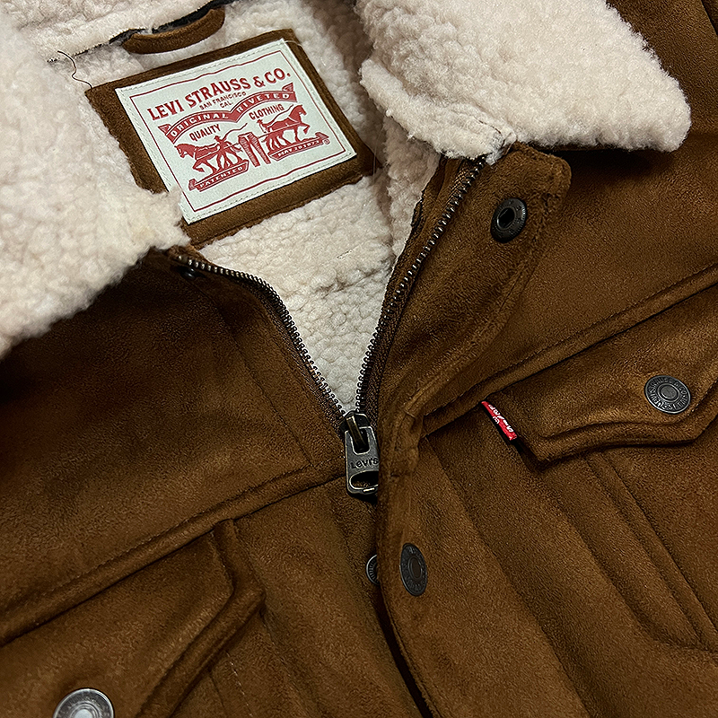 Faux-Suede Sherpa-Lined Trucker