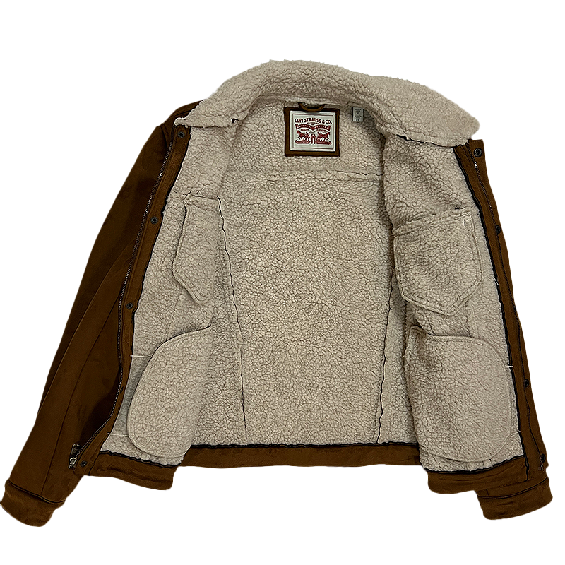 Faux-Suede Sherpa-Lined Trucker