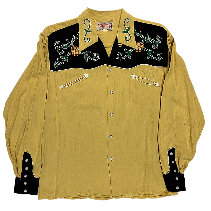 1950s Gabardine Western Shirt With Chainstitching