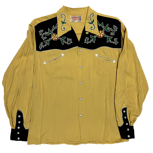 1950s Gabardine Western Shirt With Chainstitching