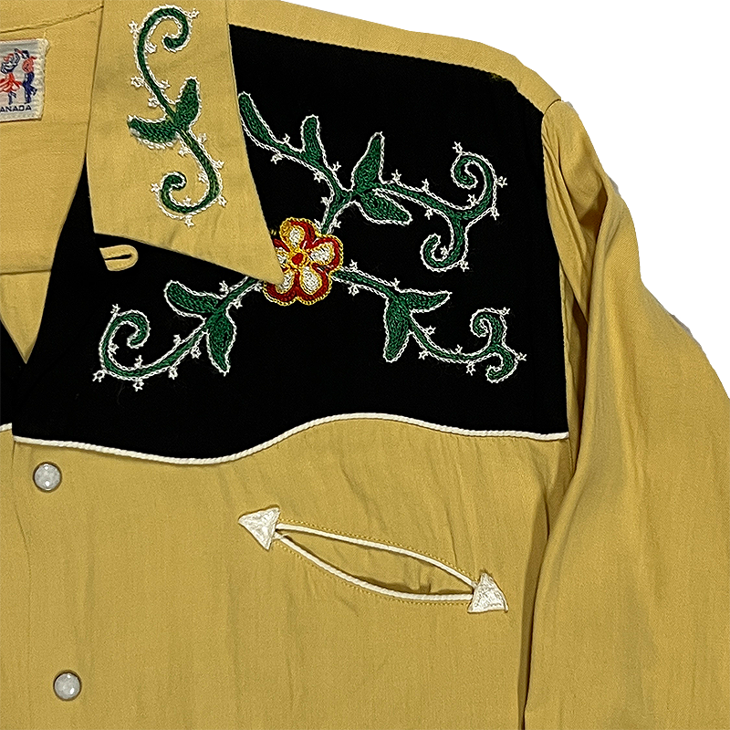 1950s Gabardine Western Shirt With Chainstitching