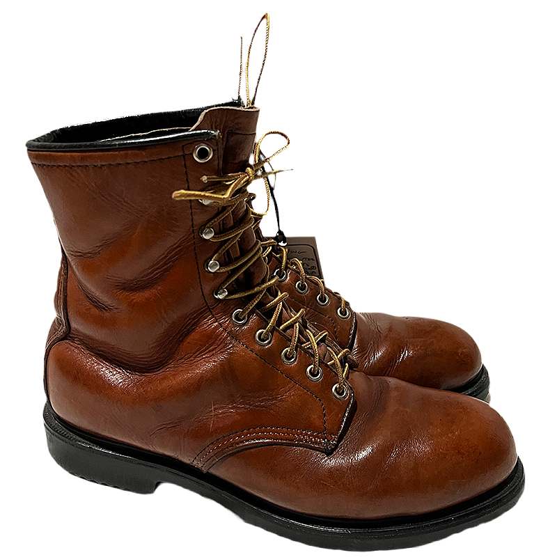 Red Wing Work Boots Mens 12D Brown Steel Toe Leather Lace Up Vintage USA Made Red Wing Shoes 411 Brown Leather Work Boots Men main image 3