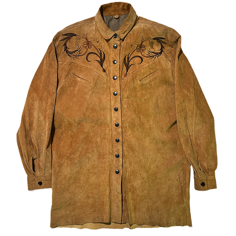 Vintage western leather shirt with embroidery