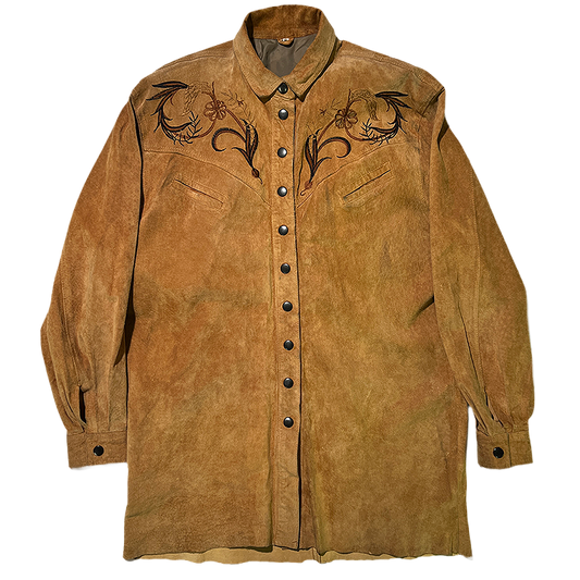 Vintage western leather shirt with embroidery