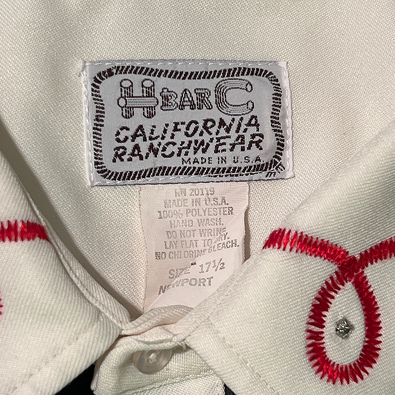 H Bar C embroidered western shirt tag