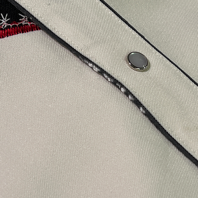 H Bar C embroidered western shirt front panel with a pearl snap button