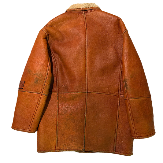Brown leather jacket from the back