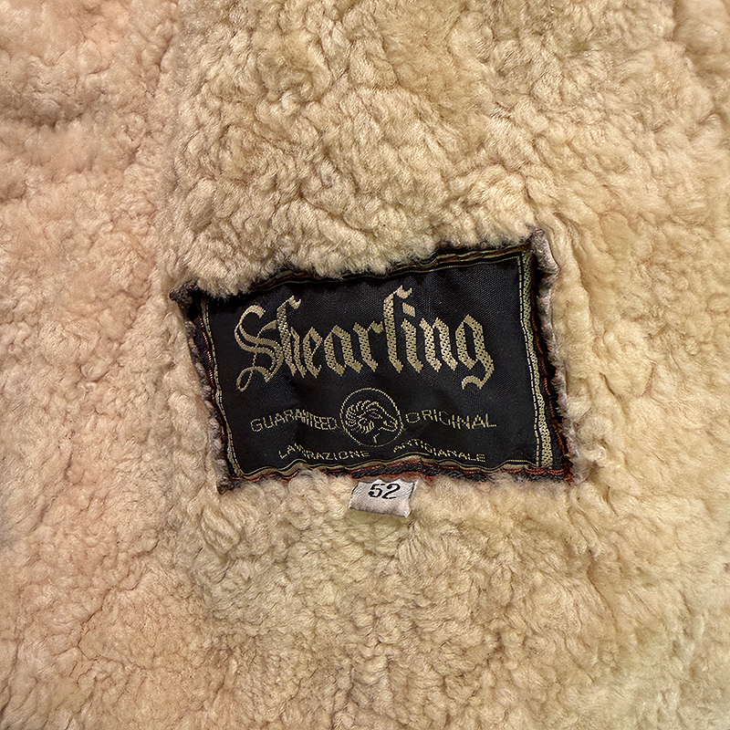 Wowen label inside the vintage shearling coat