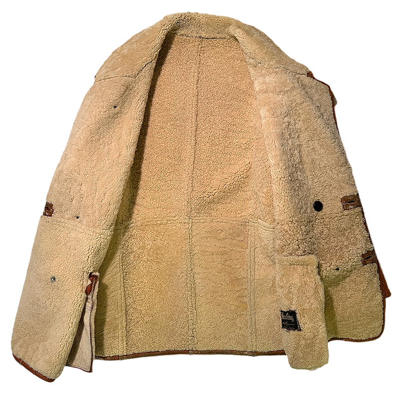 Inside of a 1970s vintage shearling coat.