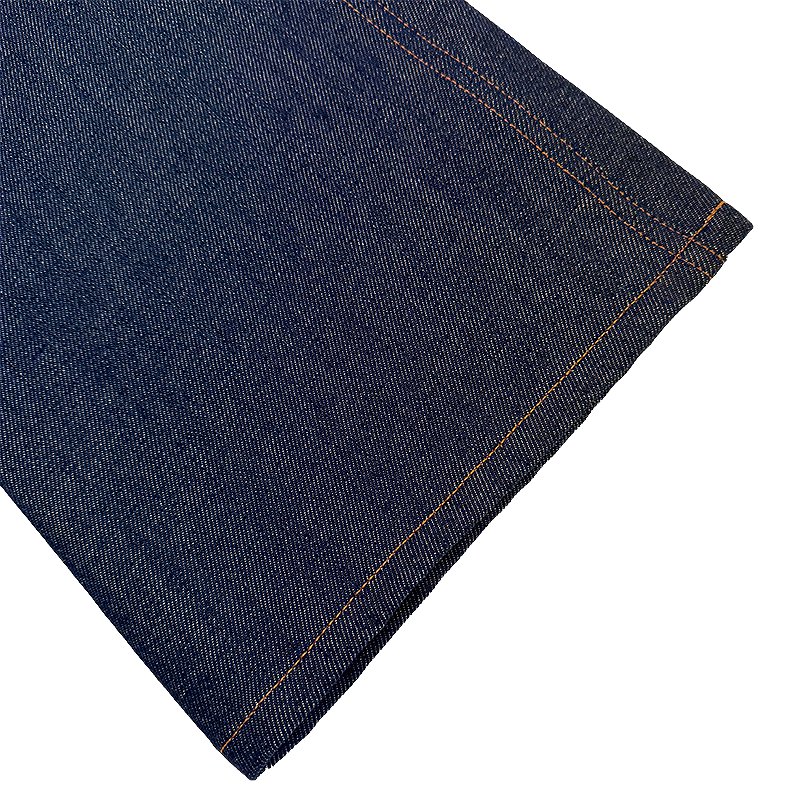 Close-up of dark blue denim fabric