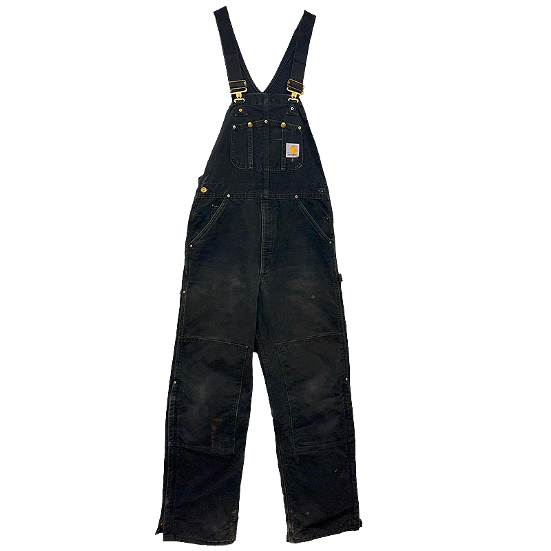 Black Carhartt Duck Bib Overalls with suspenders and lining