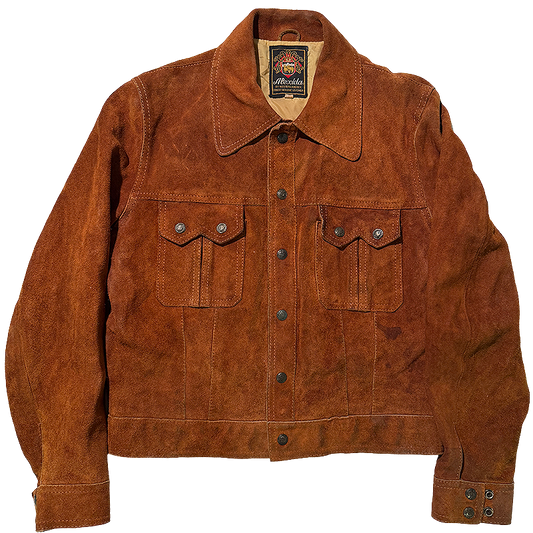Alexida by Western Amerex 1960s brown suede jacket with a brand label on the neck