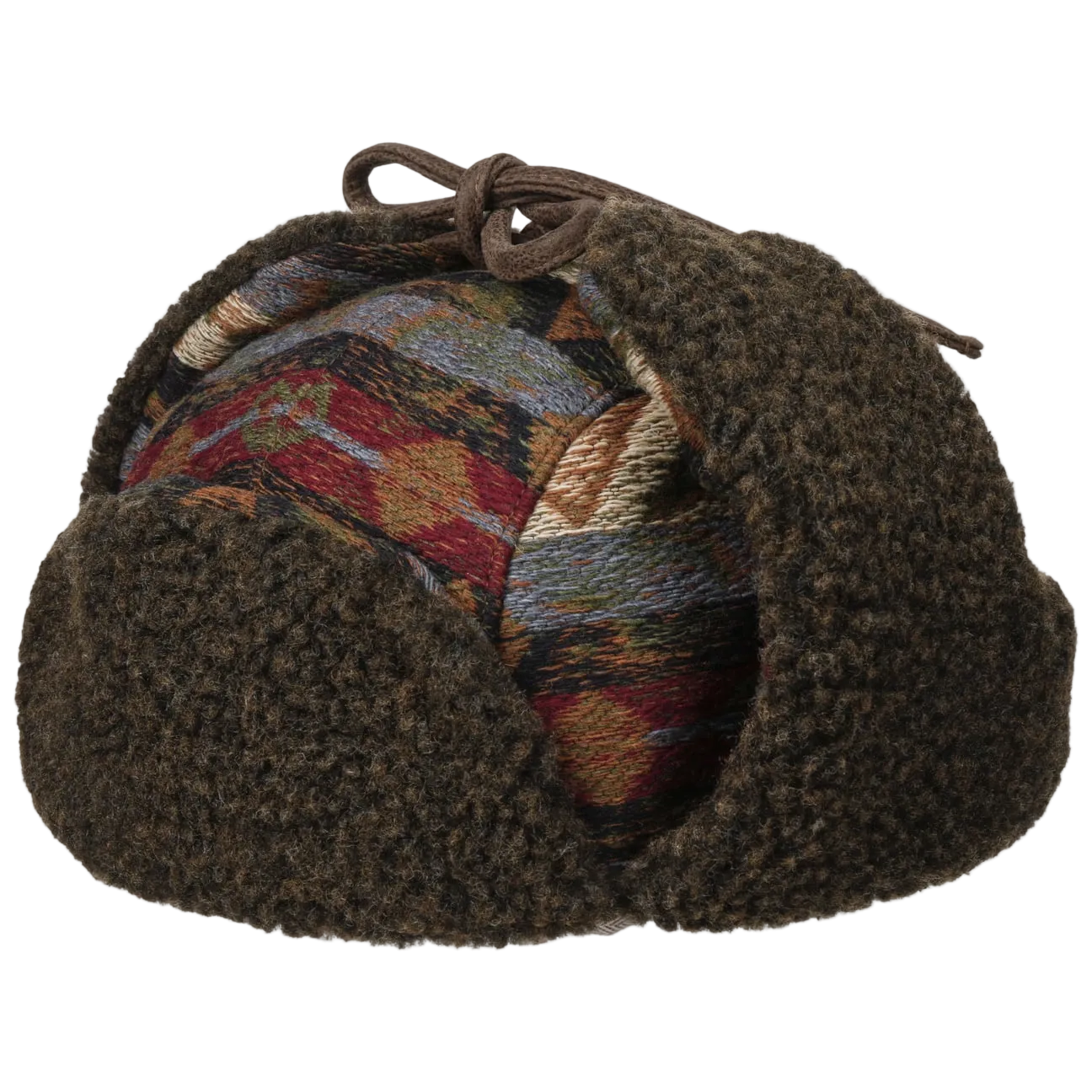 Stetson Jacquard Bomber Aviator Cap with the flaps up