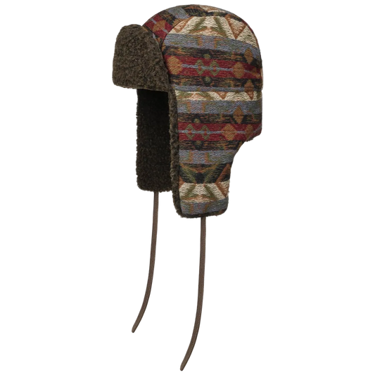 Stetson Jacquard Aviator Hat with ethnic patterns
