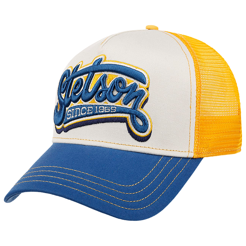 Lettering Trucker Cap, Blue & Yellow