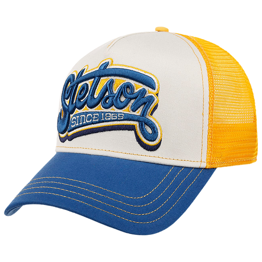 Lettering Trucker Cap, Blue & Yellow