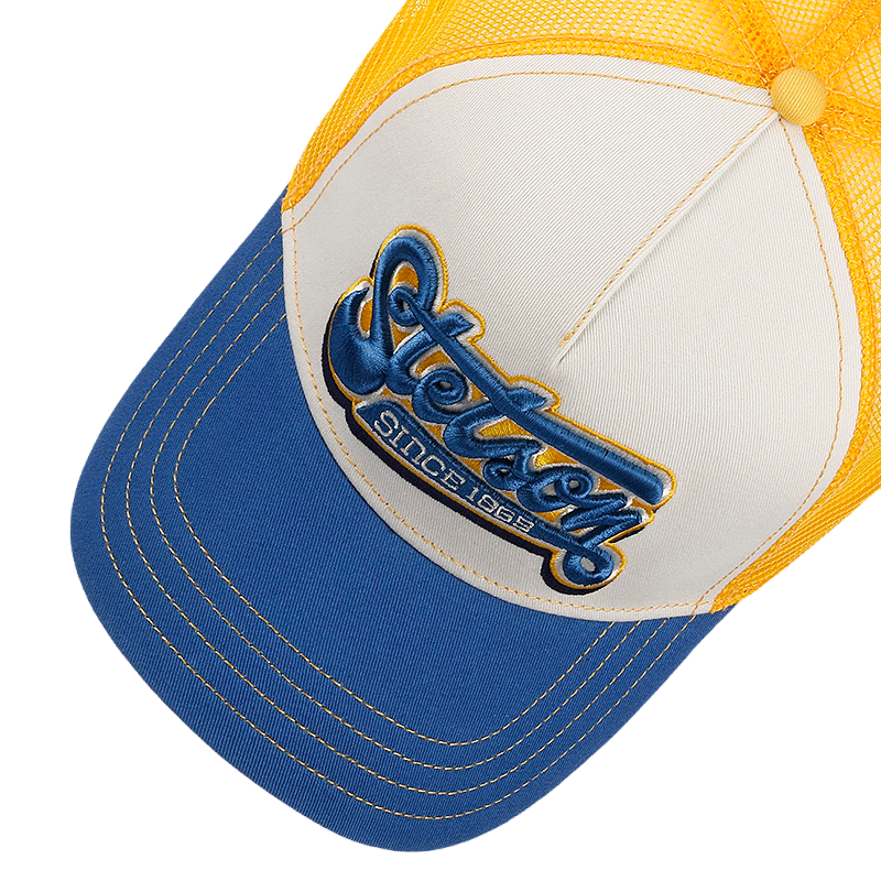 Lettering Trucker Cap, Blue & Yellow