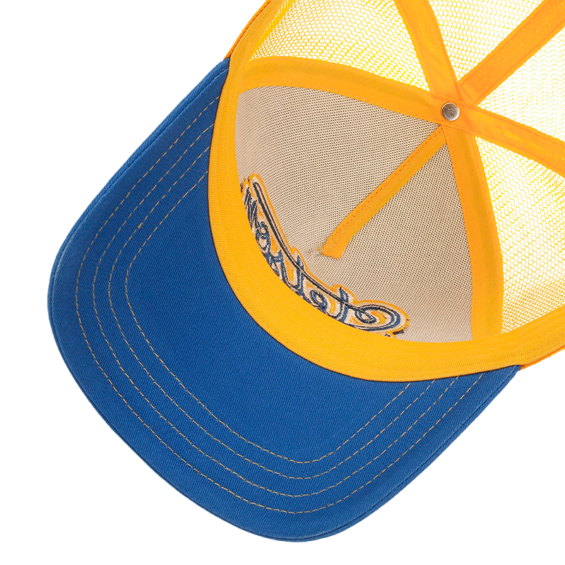 Lettering Trucker Cap, Blue & Yellow