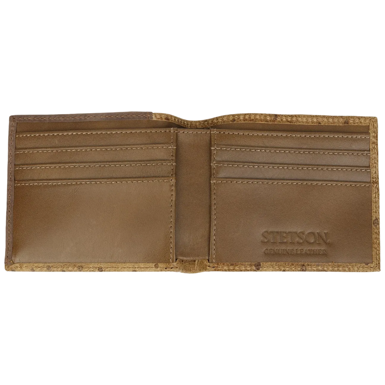 Stetson Ostrich Embossed Leather Bi-Fold-Wallet opened