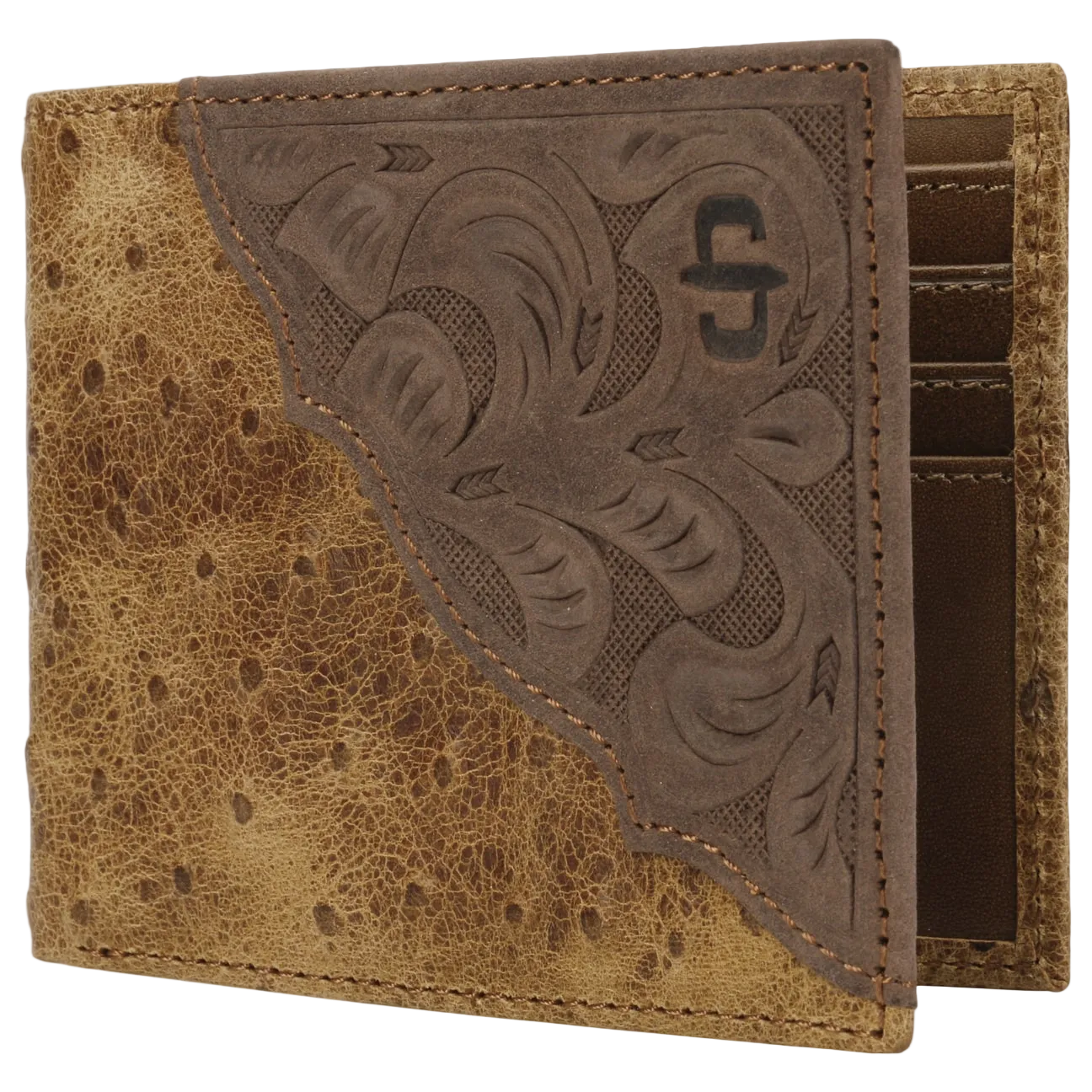 Stetson Ostrich Embossed Leather Bi-Fold-Wallet