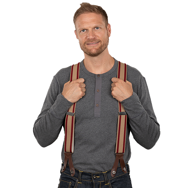 1937 Heavy Duty Braces In Burgundy Red