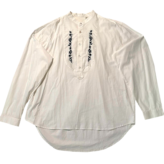 Embroidered Western Band-Collar Shirt