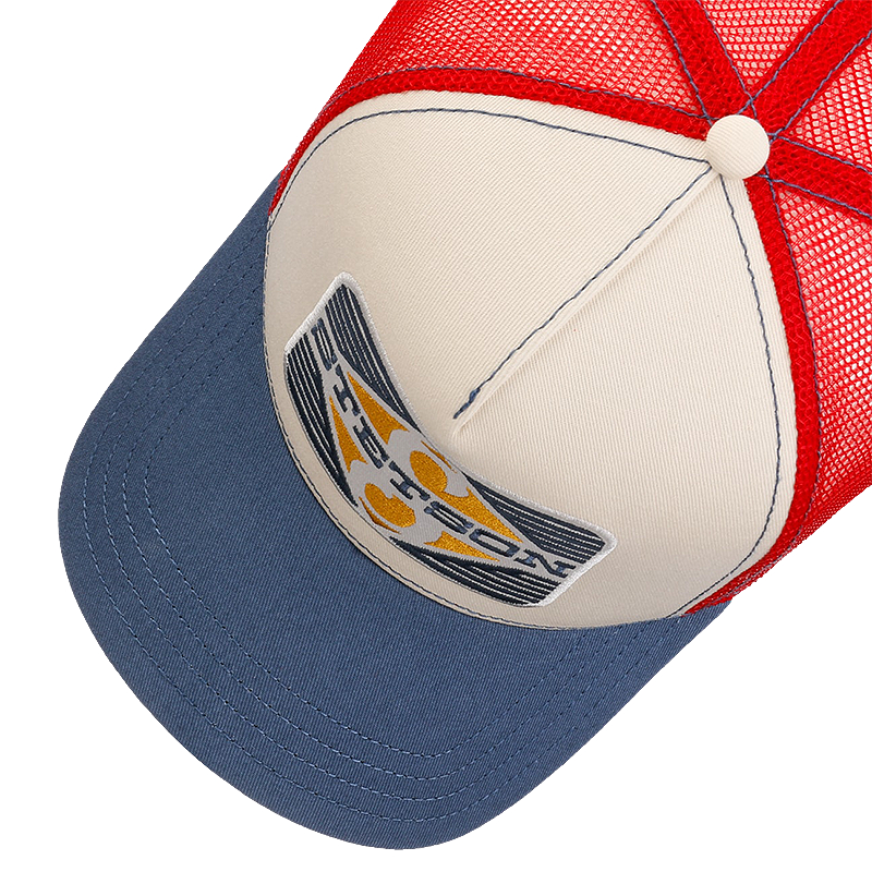 Close-up of a cap with a logo