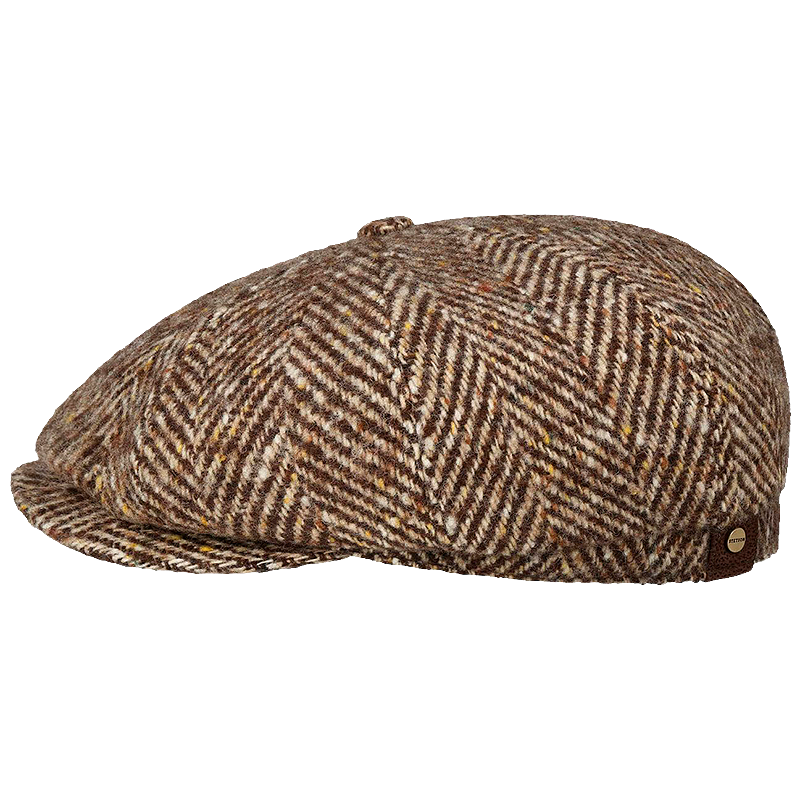 Hatteras Herringbone Flat Cap, Brown & Beige