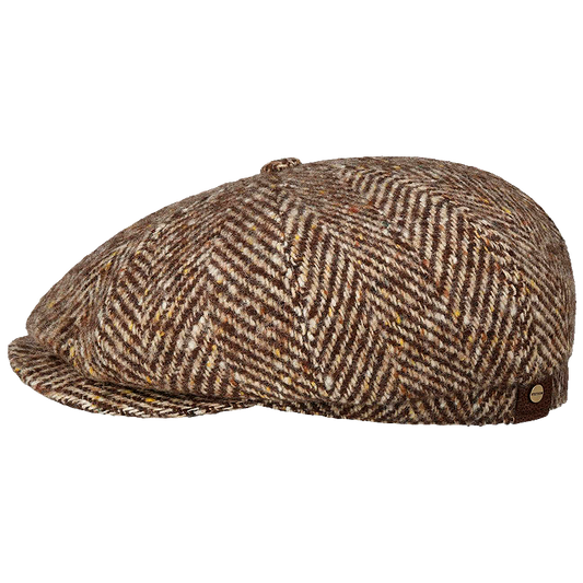 Hatteras Herringbone Flat Cap, Brown & Beige