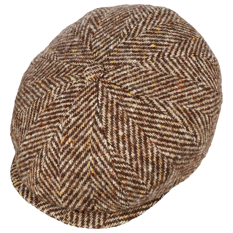 Hatteras Herringbone Flat Cap, Brown & Beige
