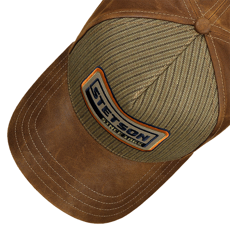Stetson Retro Stripes Leather Cap from above