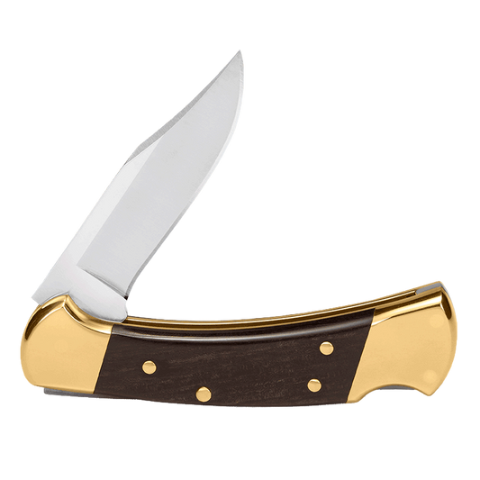 Folding knife with wooden handle