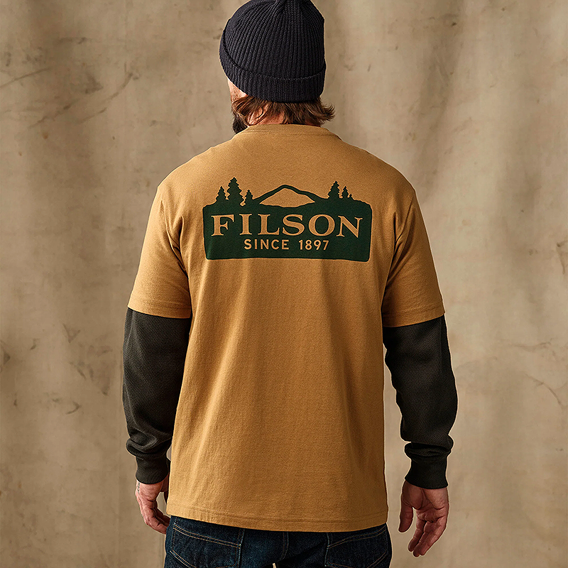 Short Sleeve Scenic Graphic T-Shirt, Dull Gold