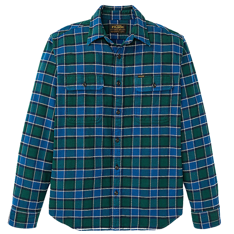 Vintage Flannel Work Shirt, Blue/Green Plaid