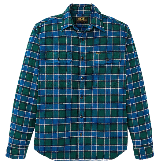 Vintage Flannel Work Shirt, Blue/Green Plaid
