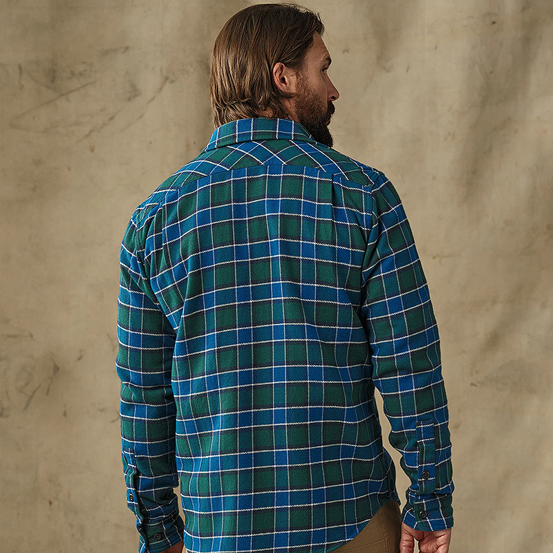 Vintage Flannel Work Shirt, Blue/Green Plaid
