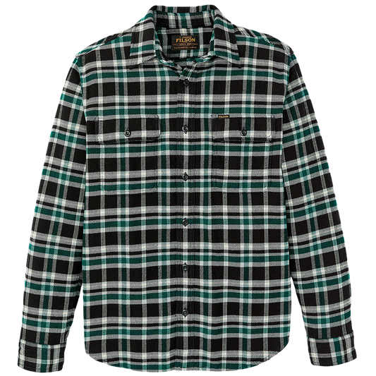 Vintage Flannel Work Shirt, Green/Black Plaid