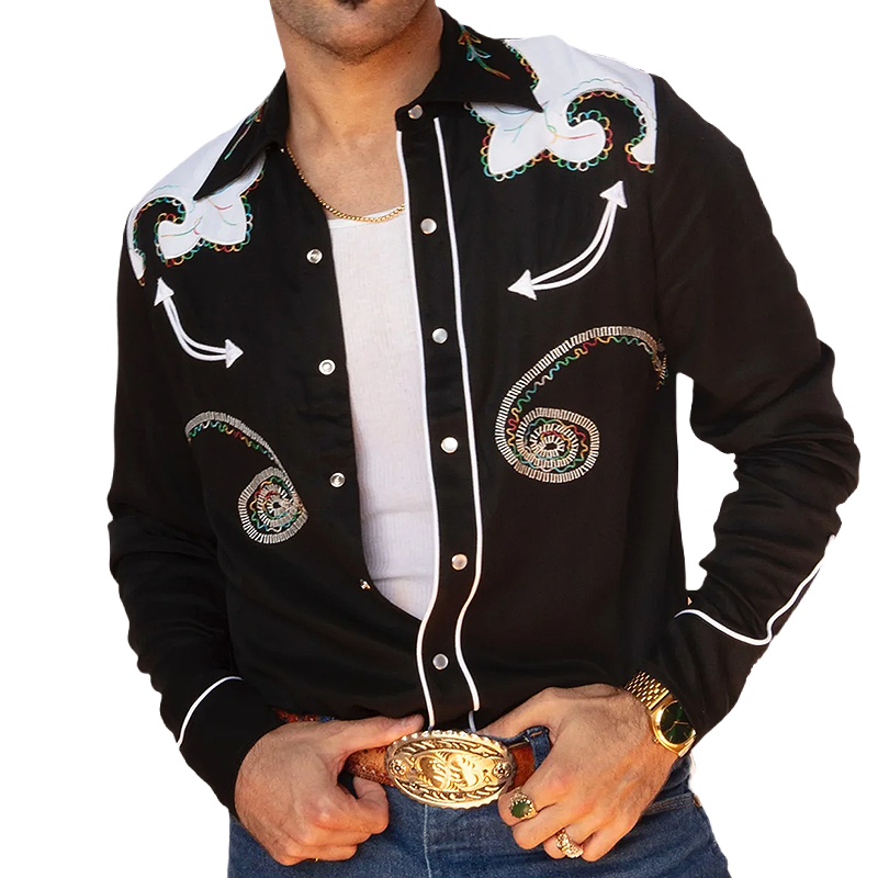 H Bar C Arrowhead embroidered western shirt, front side.