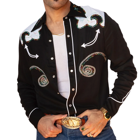 H Bar C Arrowhead embroidered western shirt, front side.