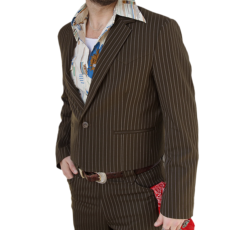 H Bar C Bakersfield Jacket in brown pinstripe