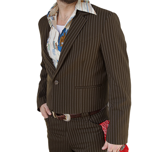 H Bar C Bakersfield Jacket in brown pinstripe