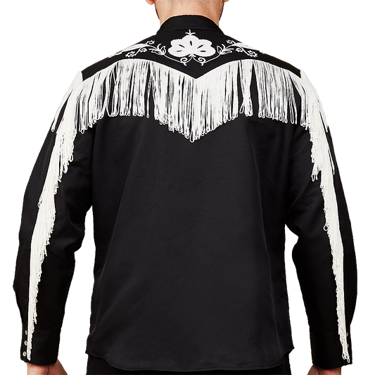 Taos Fringe Shirt, Black'n'White