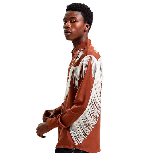 Taos Fringe Shirt, Brown