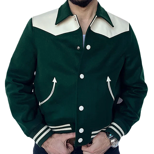 Man wearing a green and white western jacket