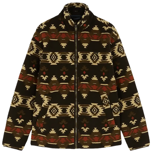 Sherpa Fleece Jacket, Aztec Chocolate Torte